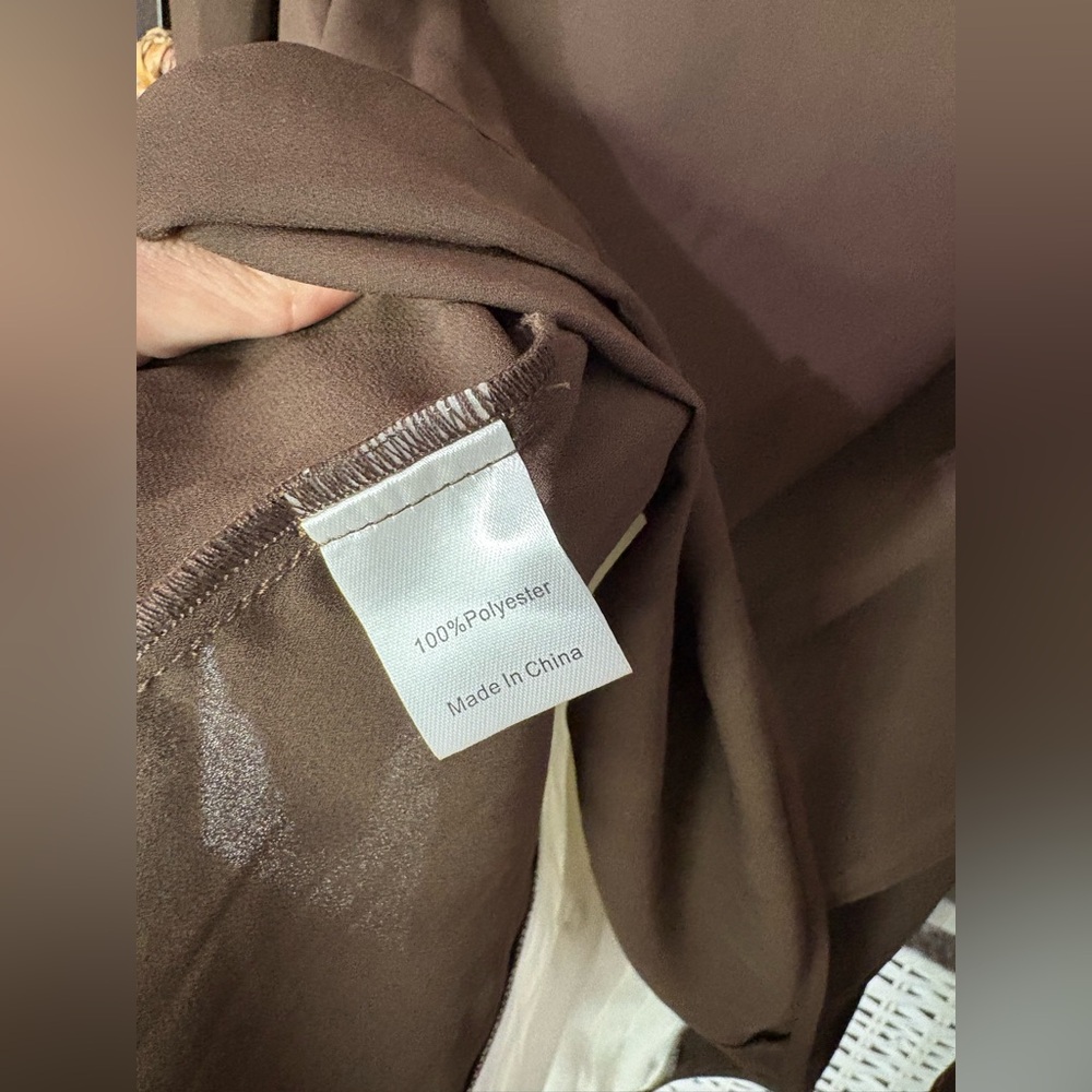 Tuckernuck X India Hicks Chocolate Brown and Cream Blouse xs 4 oversized - Picture 7 of 10
